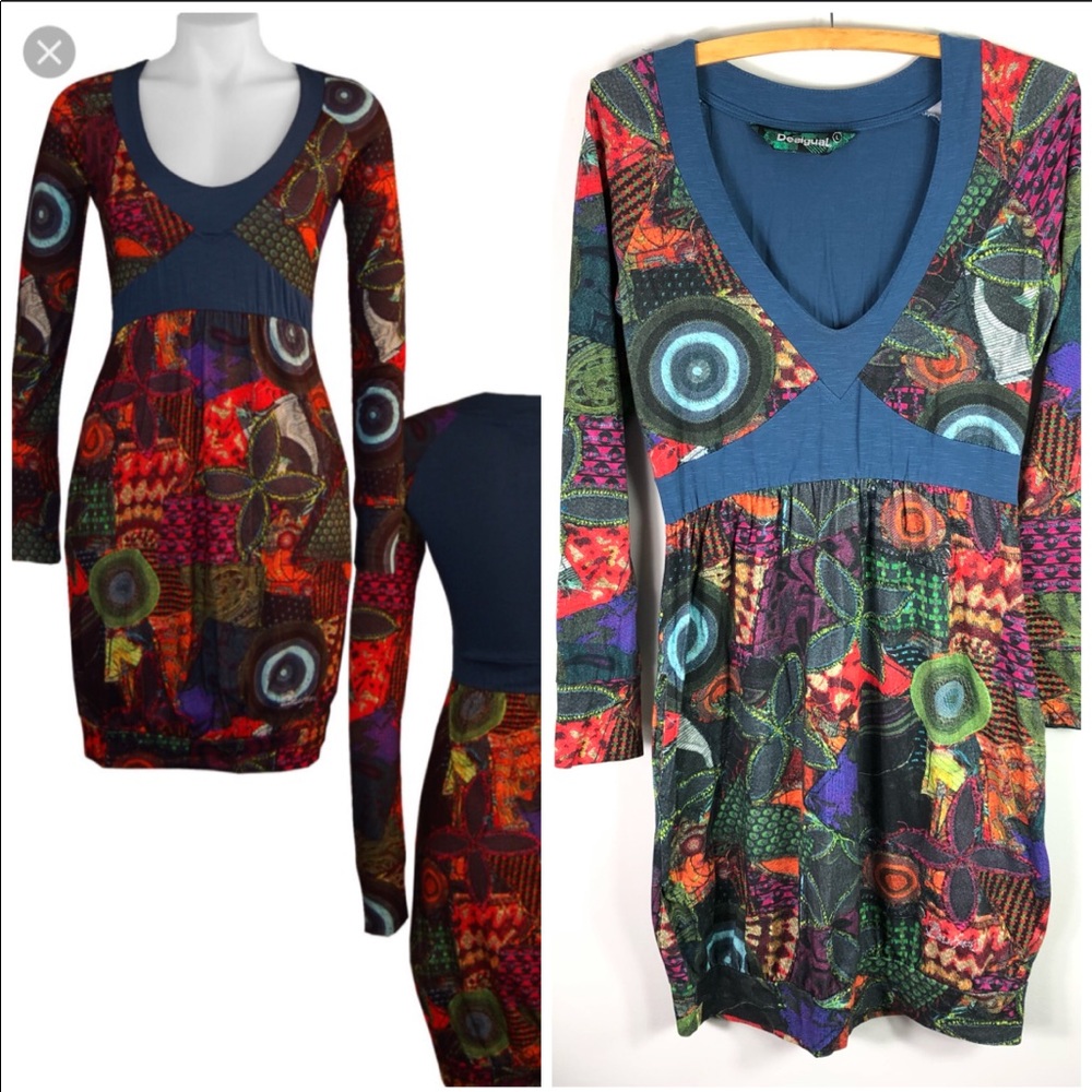 Desigual Flotencial Colorful Long Sleeve Dress 691